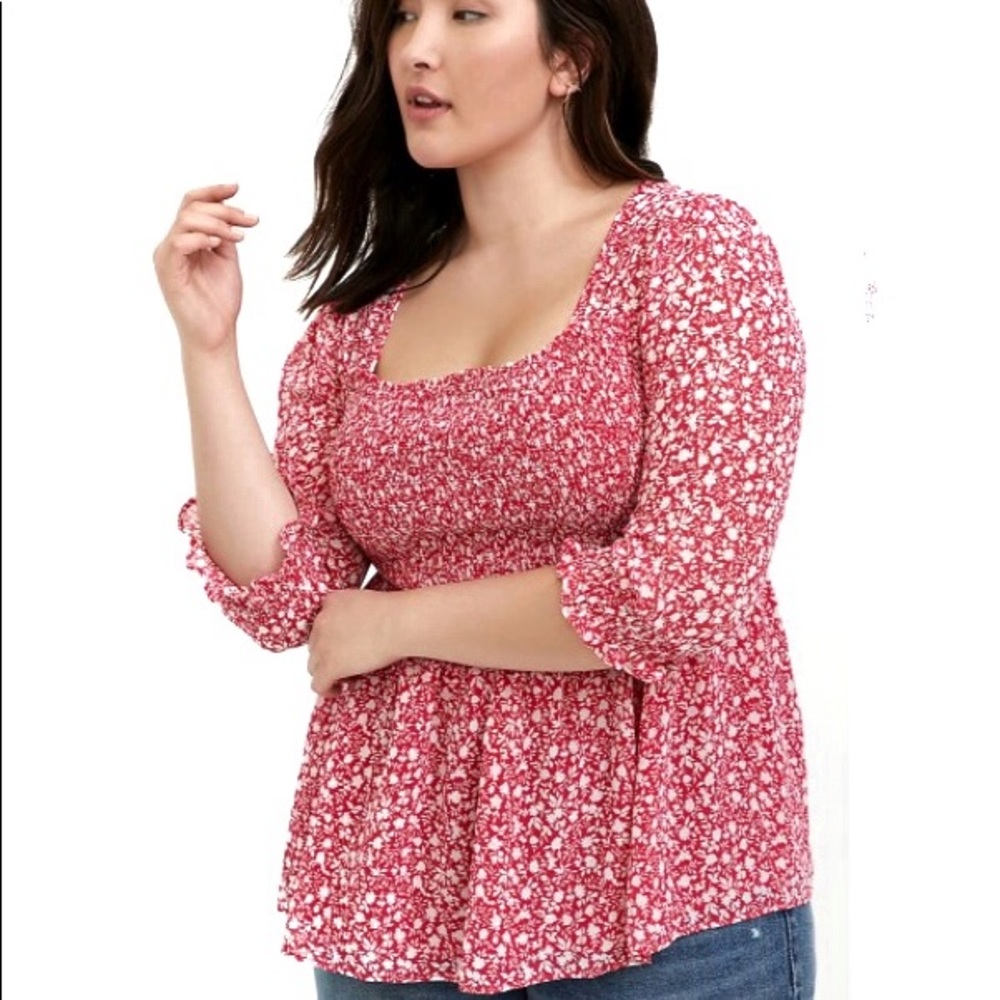 Torrid Floral Babydoll Smocked Blouse Sz 1X